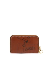Coach x Peanuts Zip Around Card Case Wallet with Newspaper Print