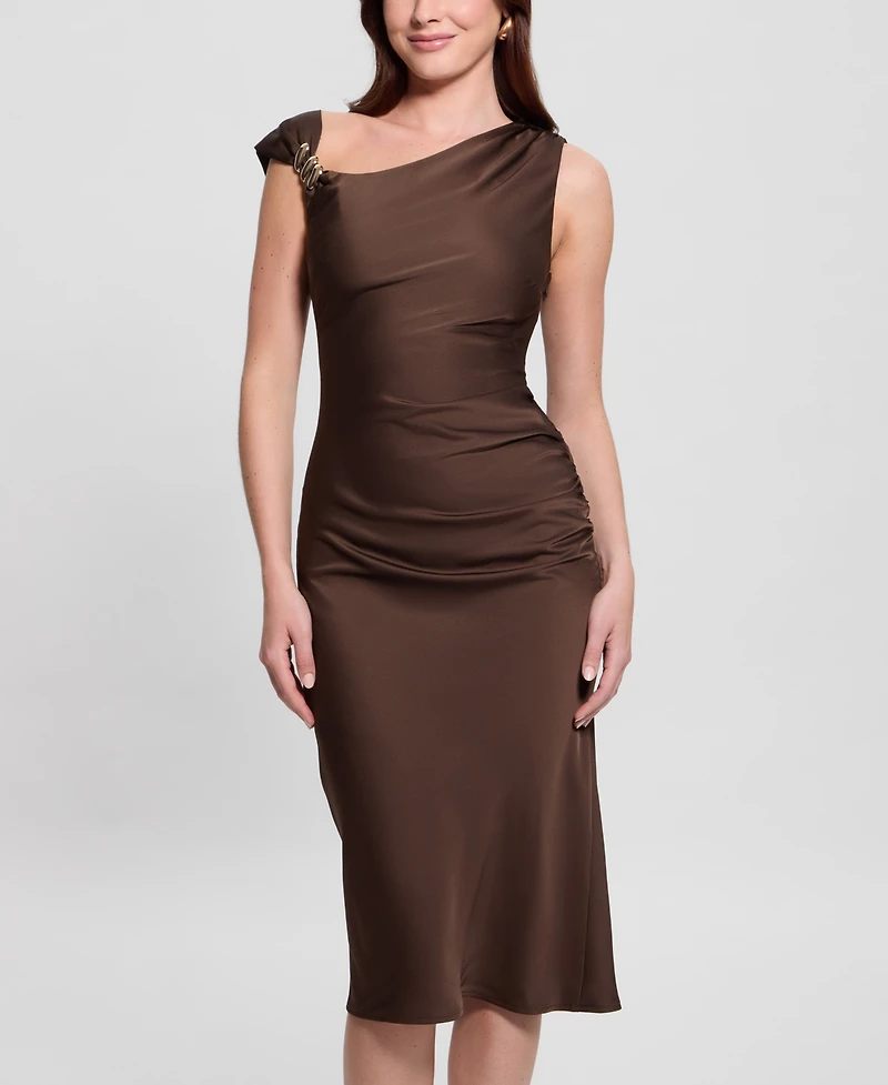 Guess Women's Ashlyn Asymmetrical-Neckline Sleeveless Midi Dress