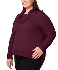 Melissa Paige Plus Cowlneck High-Low Sweater