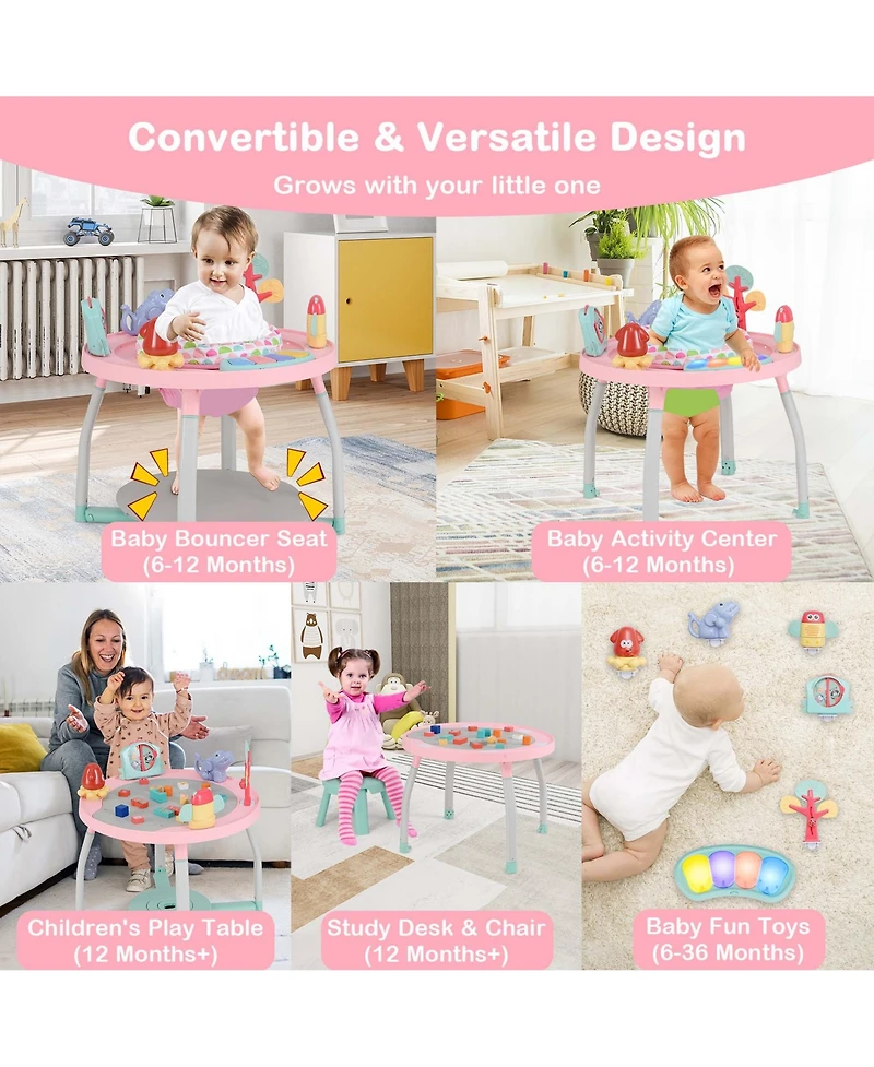 Costway 5-in-1 Baby Activity Center with Rotating Seat Removable Toys Lights & Music