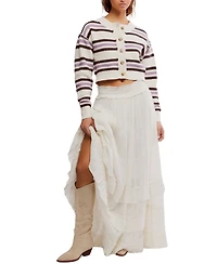 Free People Women's Cropped Striped Knit Cardigan