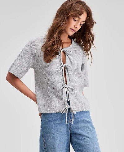 And Now This Women's Short-Sleeve Tie-Front Cardigan, Exclusively at Macy's
