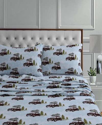 Tribeca Living Holiday Printed Cotton Flannel Extra Deep -Pc. Sheet Set