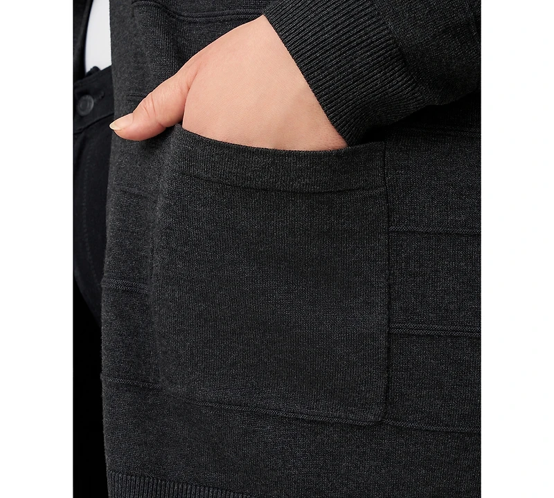 Melissa Paige Plus Textured Stripe Cardigan Sweater