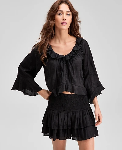 And Now This Women's Ruffle-Trim Cropped Blouse, Exclusively at Macy's