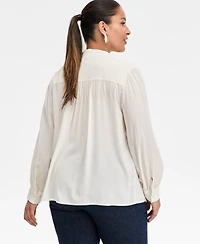 I.n.c. International Concepts Plus Blouson-Sleeve Button-Front Shirt, Macy's Exclusive