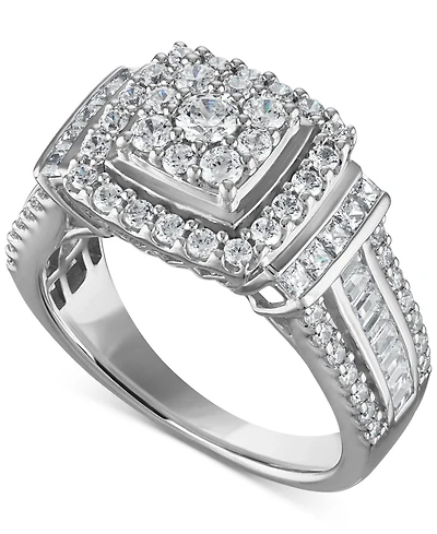 Diamond Square Shaped Halo Cluster Engagement Ring (1-1/2 ct. t.w.) in 14k White Gold