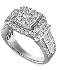Diamond Square Shaped Halo Cluster Engagement Ring (1-1/2 ct. t.w.) in 14k White Gold