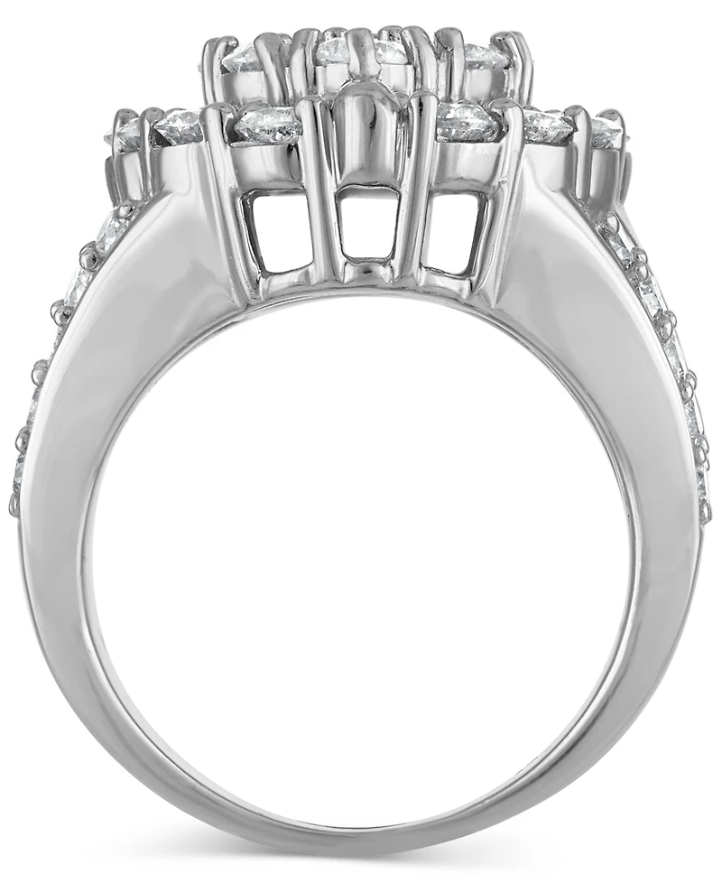 Diamond Halo Cluster Oval Ring (4 ct. t.w.) in 14k White Gold