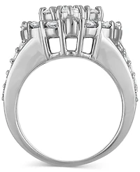 Diamond Halo Cluster Oval Ring (4 ct. t.w.) in 14k White Gold