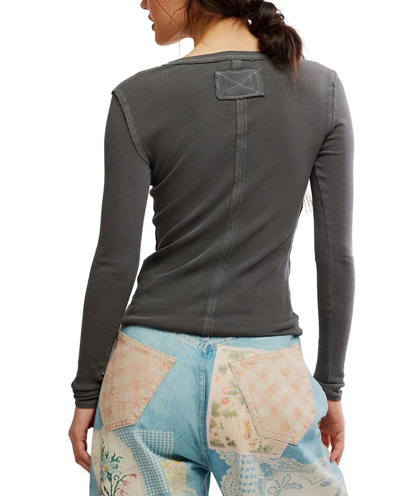 Free People Women's Long-Sleeve Henley Top