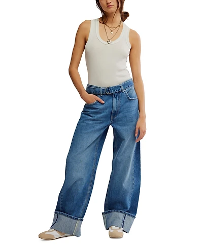 Free People Women's East Bay High-Rise Cuffed Cotton Jeans