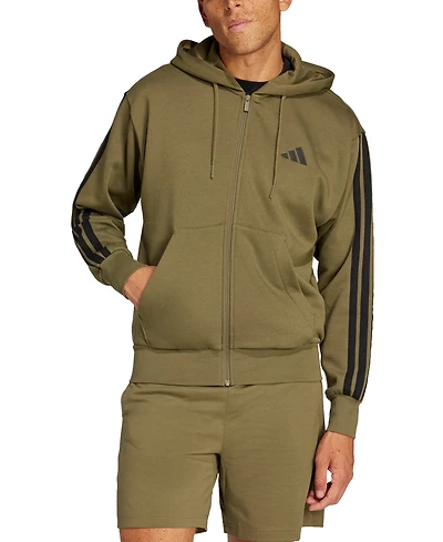 adidas Men's Regular-Fit 3-Stripes Full-Zip Fleece Hoodie