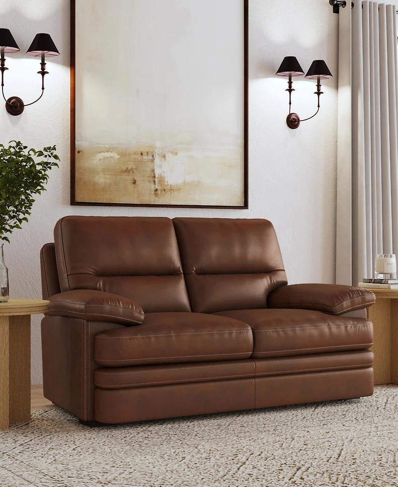 Flexsteel David 70" David Pecan Leather Loveseat