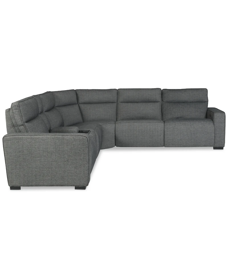 Miren -Pc. Fabric Sectional with Power Headrest Recliners Console