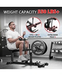 Mikolo Adjustable Seated Calf Raise Machine - Home Gym Leg Trainer with Band Pegs & Weight Plate Loading Red)