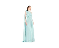 Amri Women's One Shoulder Floral Detail Ruched Gown