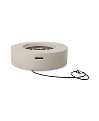 Flynama Outdoor 50,000 Btu Round MgO Concrete Propane Fire Pit, Light Grey (Tank Cover not Included)