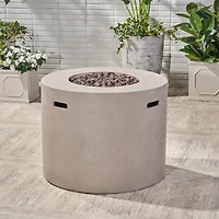 Flynama 31 Inch Round MgO Fire Pit 40000 Btu Light Weight Concrete Light Grey for Outdoor Patio Backyard