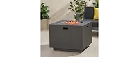 Flynama 33" Outdoor Iron Square Propane Fire Pit, Tank Inside, Brushed Brown