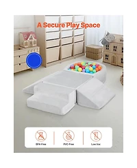 Slickblue 5 Piece Foam Climbing Blocks Set with Ball Pit for Toddlers Indoor Play Gym