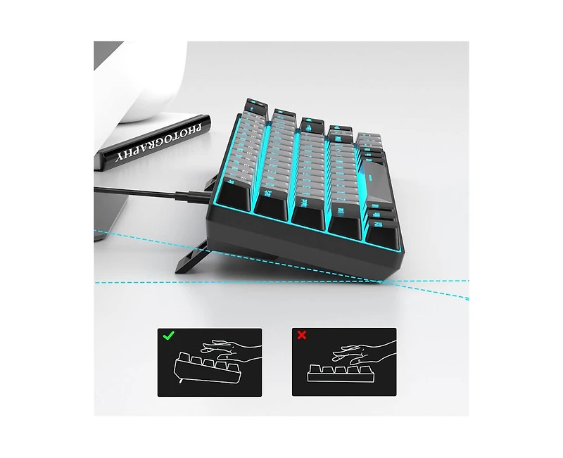 Portable 60% Mechanical Gaming Keyboard,Backlit Compact 68 Keys Mini Wired Office Keyboard with Blue Switch