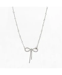 Sterling Silver 18k Gold Plated Camelie Crystal Ribbon Chain Necklace