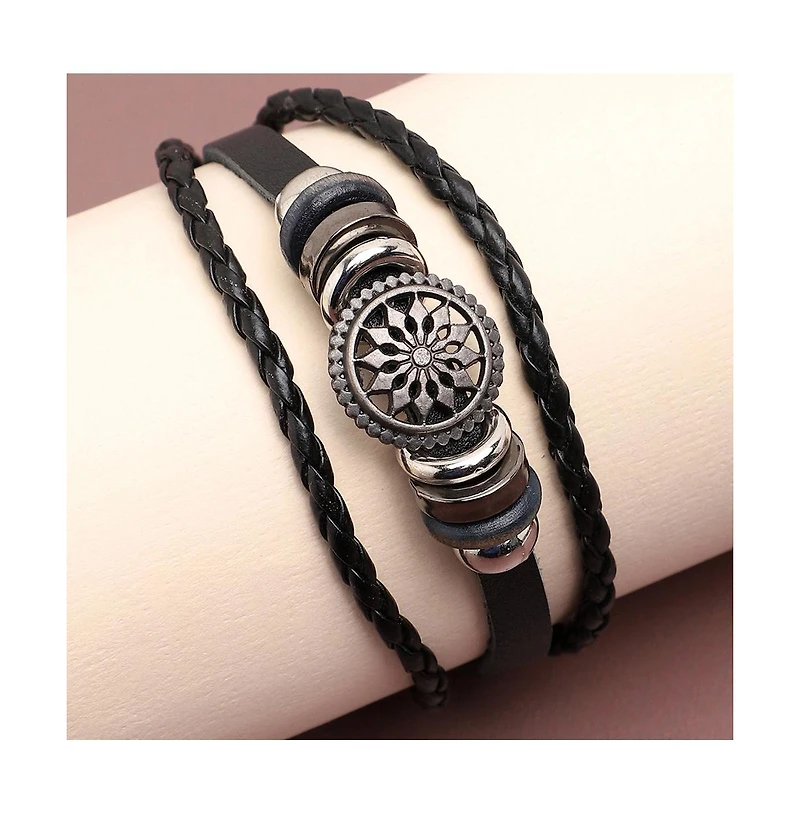 Sohi Women's Wheel Leather Bracelet