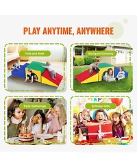 Slickblue Toddler 3 Piece Foam Tunnel Climber Set with Ramp and Stairs Indoor Play