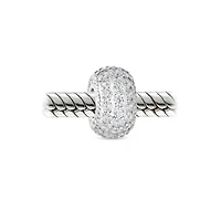 Bling Jewelry Sparkling Dome Crystal Bead Charm Rose Gold Plated Silver European Bracelet