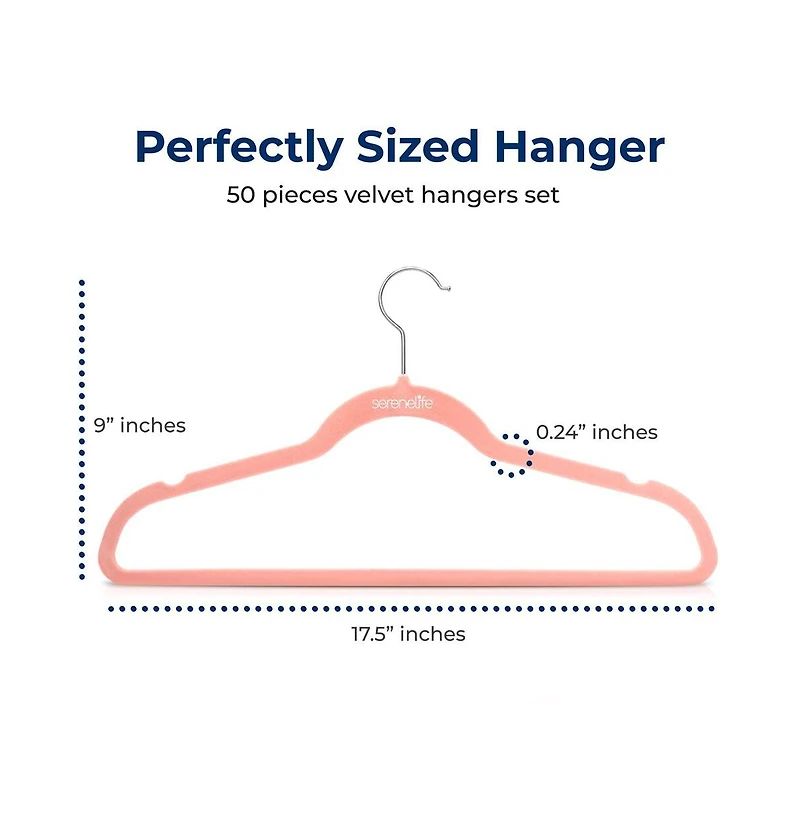 SereneLife 50 Pack Velvet Hangers - Non-Slip, 360° Swivel Hook