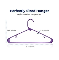 SereneLife 10 Pcs. Plastic Hangers - Non-Slip, Sturdy, and Heavy Duty Coat Set with 360° Swivel Hook for Clothes (Purple)