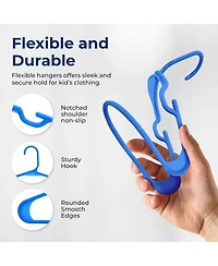 SereneLife 20 Pcs. Non-Slip Plastic Kids Hangers - Durable and Space-Saving Closet Organizers for Infants, Toddlers, and Kids' Clothing (Blue)