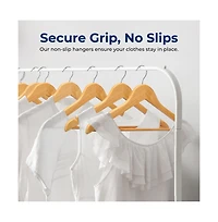 SereneLife 80-Pack Solid Wooden Hangers – Heavy Duty Natural Wood with 360° Swivel Hook, Shoulder Notches & Pants Bar – Space-Savin