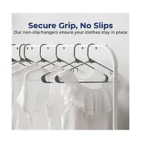 SereneLife 10 Pcs. Plastic Hangers - Non-Slip, Sturdy, and Heavy Duty Coat Set with 360° Swivel Hook for Clothes (Grey)