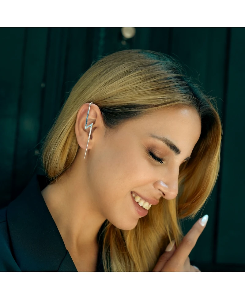 Spero London True Lightning Gemstones Sterling Silver Bolt Ear Crawler