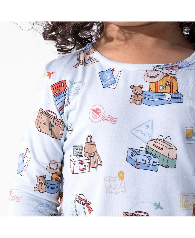 Bellabu Bear Kids Unisex Kids' Vintage Suitcases Set of 2 Piece Pajamas