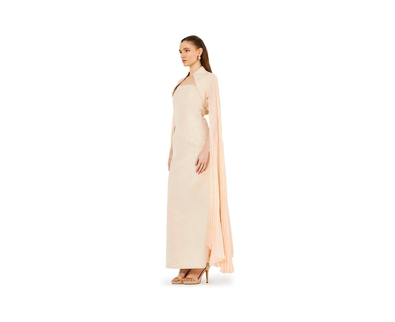 Amri Women's Strapless Column Dress With Detachable Cropped Cape Jacket