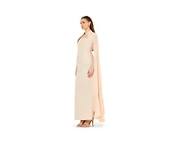Amri Women's Strapless Column Dress With Detachable Cropped Cape Jacket