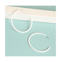 Sohi Women's White Minimal Hoop Earrings