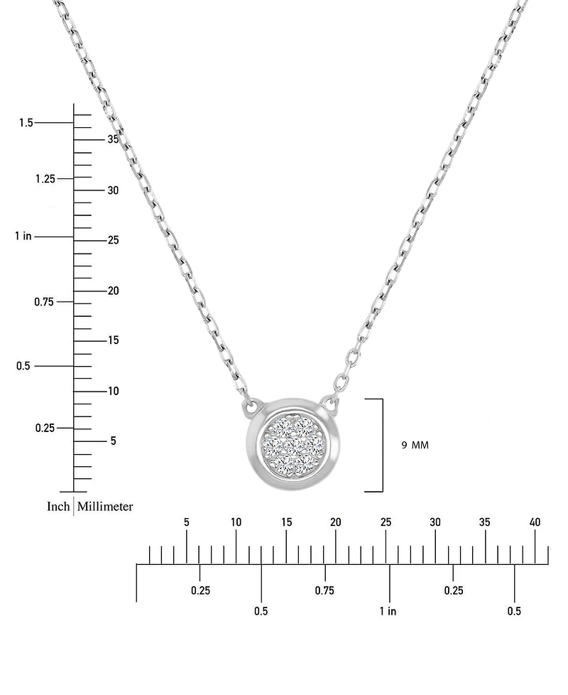 Cubic Zirconia Pave Circle Disc Pendant Necklace 14k Gold-Plated Sterling Silver, 18"