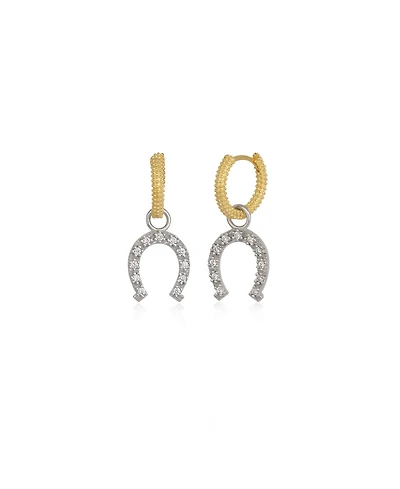 Spero London Gold Vermeil Hoop Sterling Silver Horseshoe Equestrian Earrings
