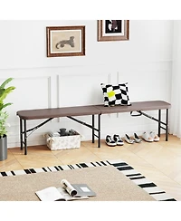 Gymax 2PCS 6 ft Plastic Folding Bench Portable Fold-in-Half Seat w/ 1320 Lbs Capacity