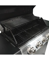 Grill Boss 4-Burner Gas Grill with Side Burner, Cover, Shelves, & Bottle Opener
