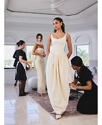 Miss Circle Women's Udana Butter Yellow Drop Waist Tulip Gown