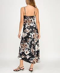 Bcx Juniors' Sleeveless Satin Cowlneck A-Line Dress