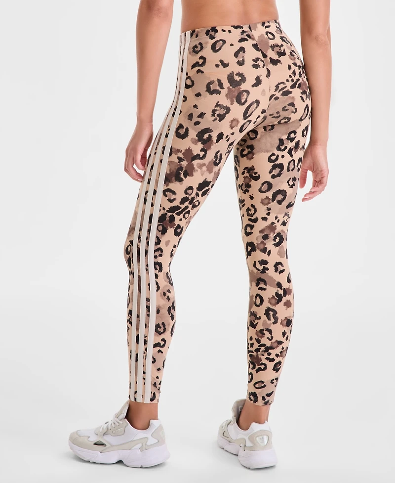 adidas Women's Leopard-Print Cotton-Blend High-Rise Leggings