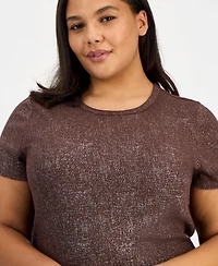 Bar Iii Trendy Plus Foiled Crewneck T-Shirt, Macy's Exclusive
