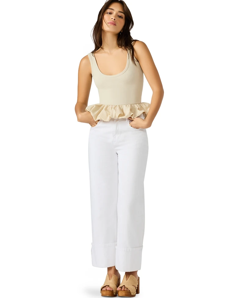 Steve Madden Women's Jess Mixed-Media Top