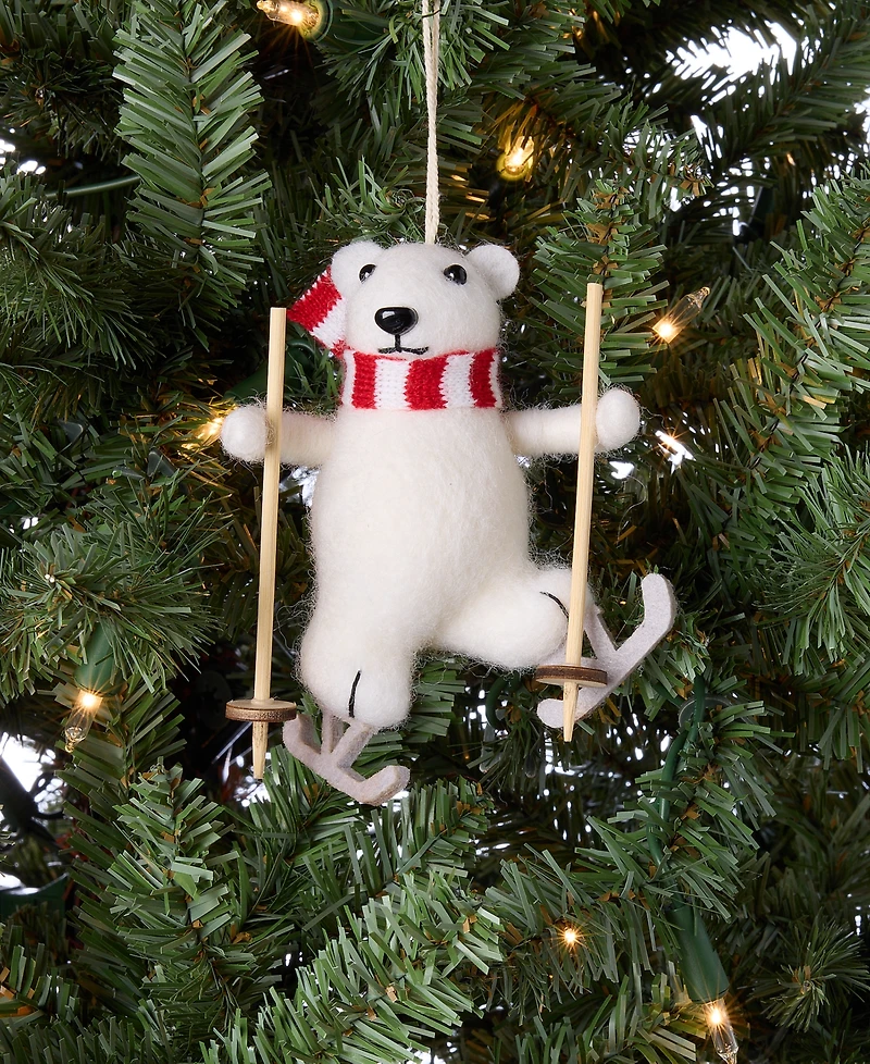 Holiday Lane Tiny Tidings Skiing Bear Ornament, Macy's Exclusive